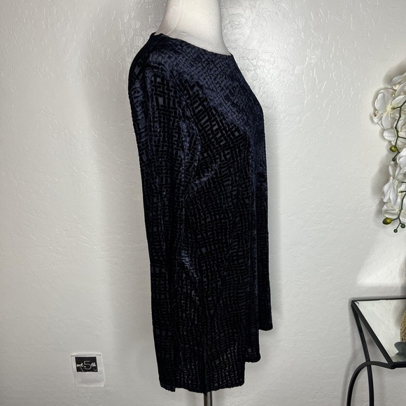 Vintage Halston Intimates Long Sleeve Velvet Mesh Dress Womens M - Picture 2 of 10